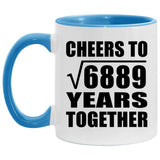 83rd Anniversary Cheers To Square Root of 6889 Years Together - 11oz Accent Mug Blue