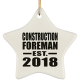 Construction Foreman Established EST. 2018 - Star Ornament