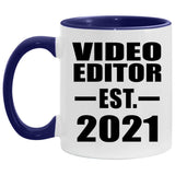 Video Editor Established Est. 2021 - 11oz Accent Mug Purple