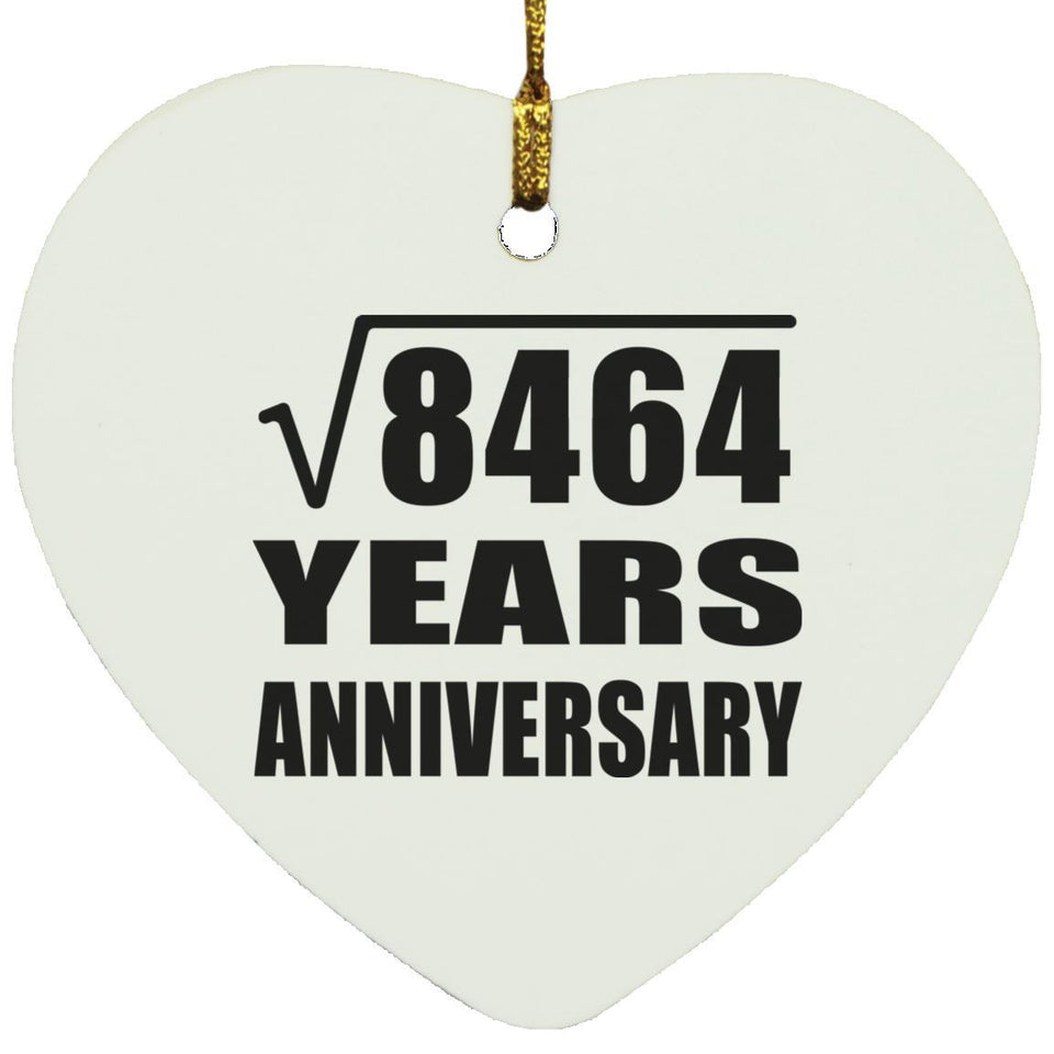 92nd Anniversary Square Root of 8464 Years Anniversary - Heart Ornament