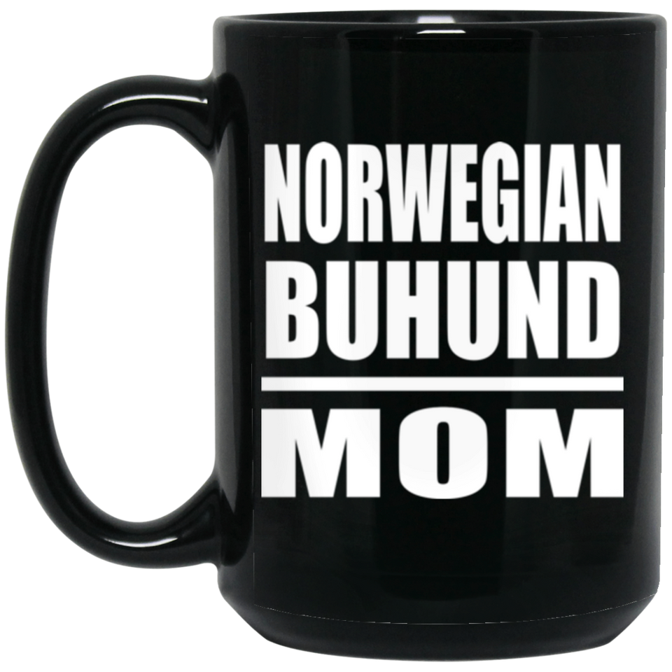 Norwegian Buhund Mom - 15oz Coffee Mug Black