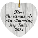 First Christmas As An Amazing Step Father 2024 - Heart Ornament F