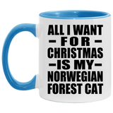 All I Want For Christmas Is My Norwegian Forest Cat - 11oz Accent Mug Blue