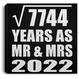 88th Anniversary Square Root of 7744 Years As Mr & Mrs 2022 - Canvas Square