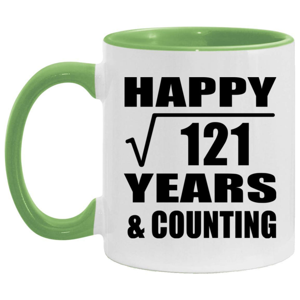 Happy 11th Anniversary Square Root of 121 Years & Counting - 11oz Accent Mug Green