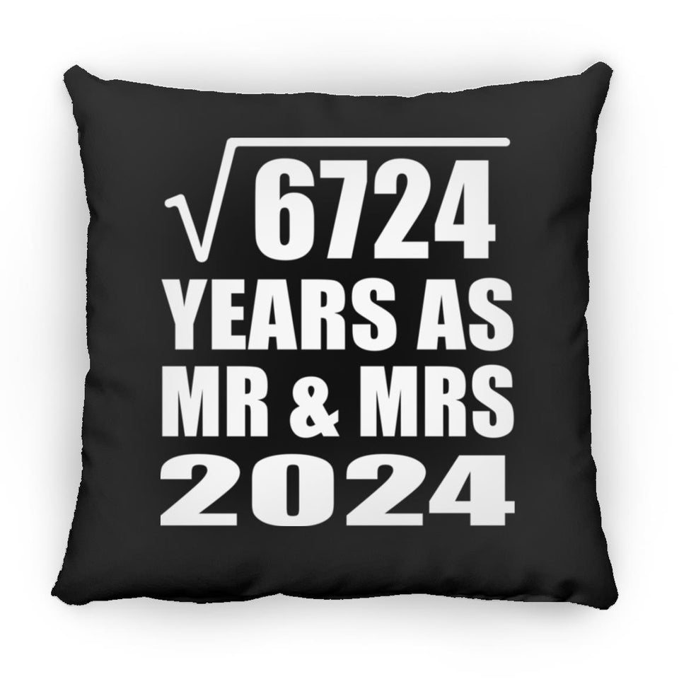 82nd Anniversary Square Root of 6724 Years As Mr & Mrs 2024 - Throw Pillow Black