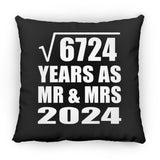 82nd Anniversary Square Root of 6724 Years As Mr & Mrs 2024 - Throw Pillow Black