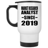 Market Research Analyst Since 2019 - White Travel Mug