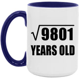 99th Birthday Square Root of 9801 Years Old - 15oz Accent Mug Purple