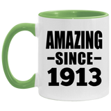 111th Birthday Amazing Since 1913 - 11oz Accent Mug Green