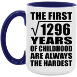 36th Birthday Square Root of 1296 Years of Childhood - 15oz Accent Mug Purple