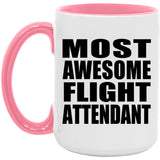 Most Awesome Flight Attendant - 15oz Accent Mug Pink