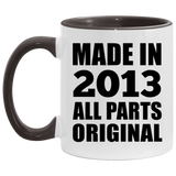 11th Birthday Made in 2013 All Parts Original - 11oz Accent Mug Black