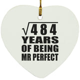 22nd Anniversary Square Root of 484 Years of Mr Perfect - Heart Ornament