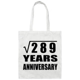 17th Anniversary Square Root of 289 Years Anniversary - Tote Bag White