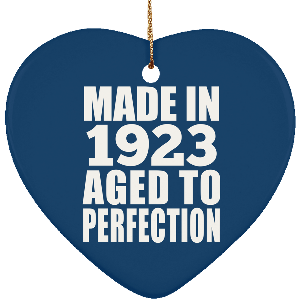 101st Birthday Made In 1923 Aged to Perfection - Heart Ornament