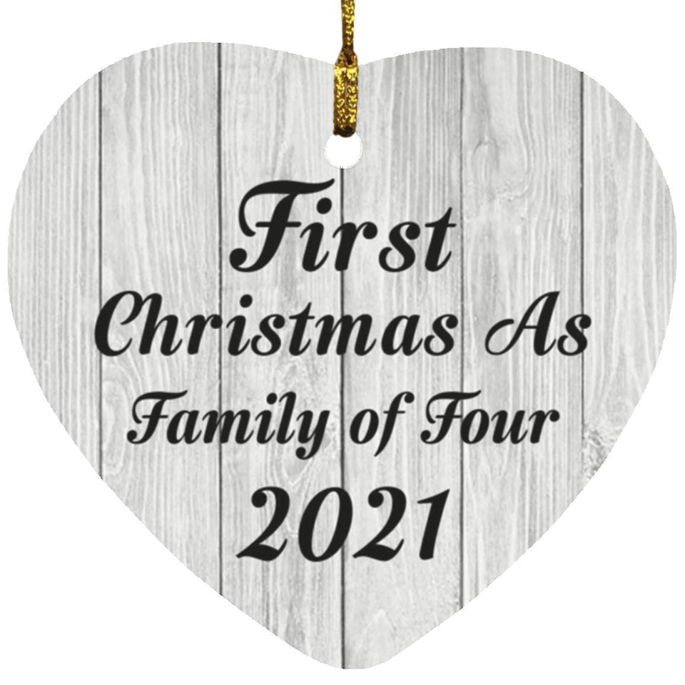 First Christmas As Family Of Four 2021 - Heart Ornament F