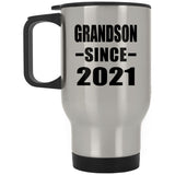 Grandson Since 2021 - Silver Travel Mug