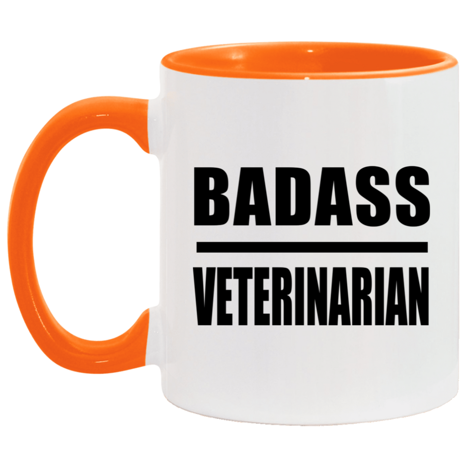 Badass Veterinarian - 11oz Accent Mug Orange