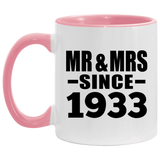 91st Anniversary Mr & Mrs Since 1933 - 11oz Accent Mug Pink