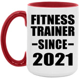 Fitness Trainer Since 2021 - 15oz Accent Mug Red