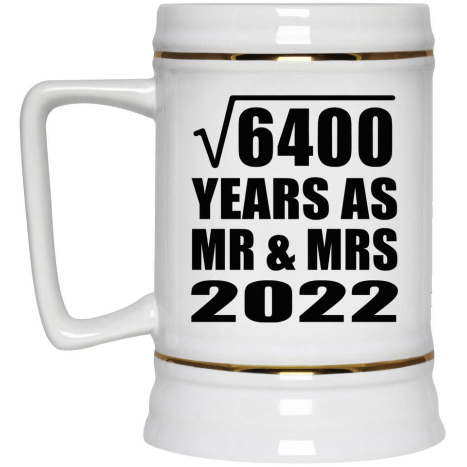 80th Anniversary Square Root of 6400 Years As Mr & Mrs 2022 - Beer Stein