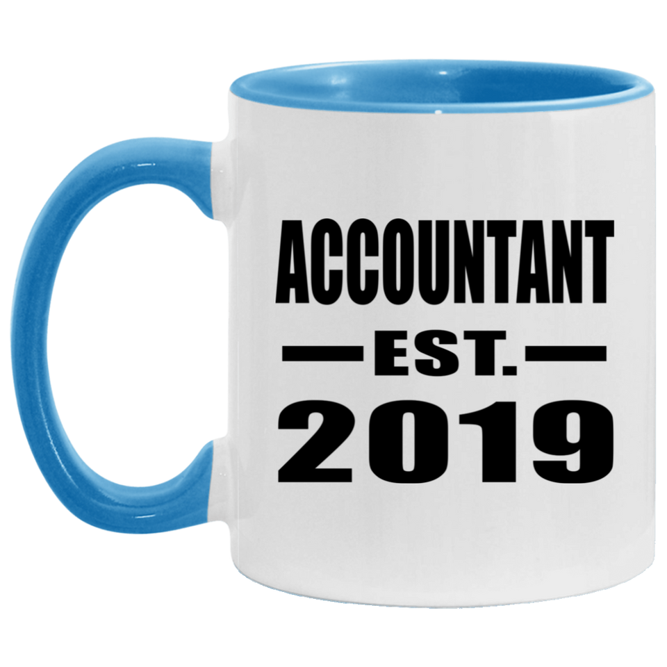 Accountant Established EST. 2019 - 11oz Accent Mug Blue