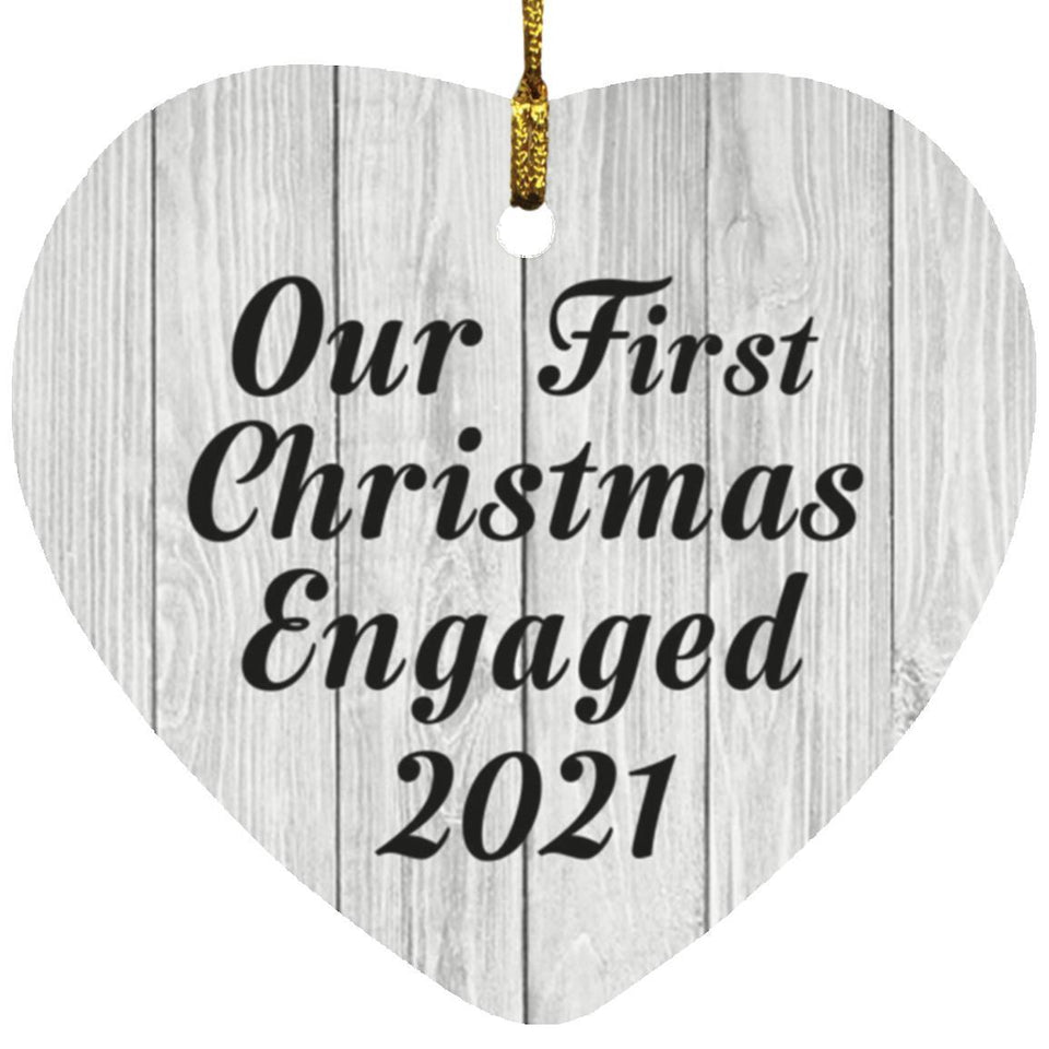 Our First Christmas Engaged 2021 - Heart Ornament F