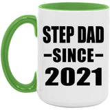 Step Dad Since 2021 - 15oz Accent Mug Green
