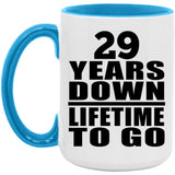 29th Anniversary 29 Years Down Lifetime To Go - 15oz Accent Mug Blue