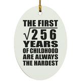 16th Birthday Square Root of 256 Years of Childhood - Oval Ornament