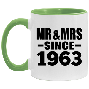 61st Anniversary Mr & Mrs Since 1963 - 11oz Accent Mug Green