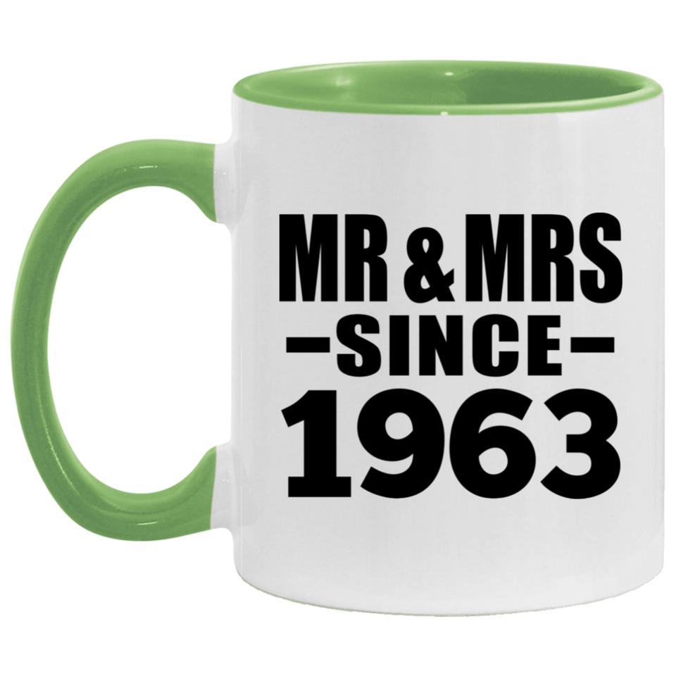 61st Anniversary Mr & Mrs Since 1963 - 11oz Accent Mug Green