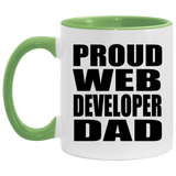Proud Web Developer Dad - 11oz Accent Mug Green