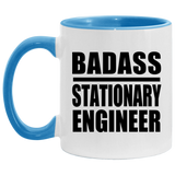 Badass Stationary Engineer - 11oz Accent Mug Blue