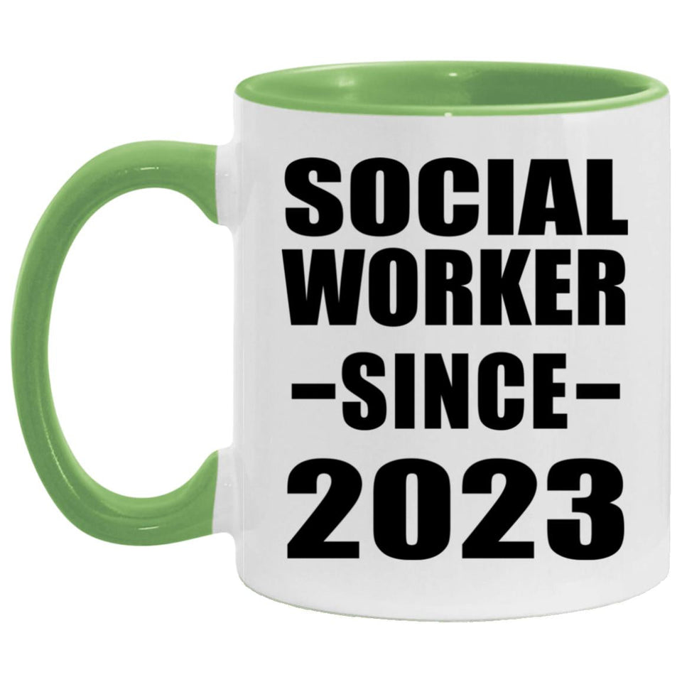 Social Worker Since 2023 - 11oz Accent Mug Green