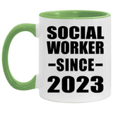 Social Worker Since 2023 - 11oz Accent Mug Green