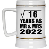 4th Anniversary Square Root of 16 Years As Mr & Mrs 2022 - Beer Stein