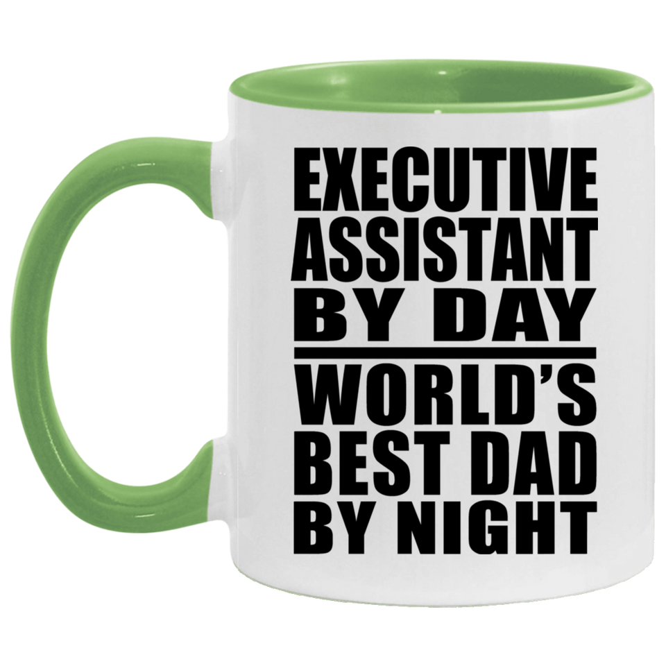 Executive Assistant By Day World's Best Dad By Night - 11oz Accent Mug Green