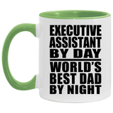 Executive Assistant By Day World's Best Dad By Night - 11oz Accent Mug Green