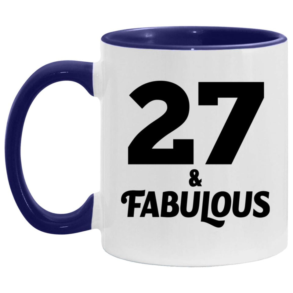 27th Birthday 27 & Fabulous - 11oz Accent Mug Purple