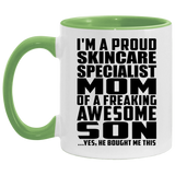 Proud Skincare Specialist Mom Of Awesome Son - 11oz Accent Mug Green