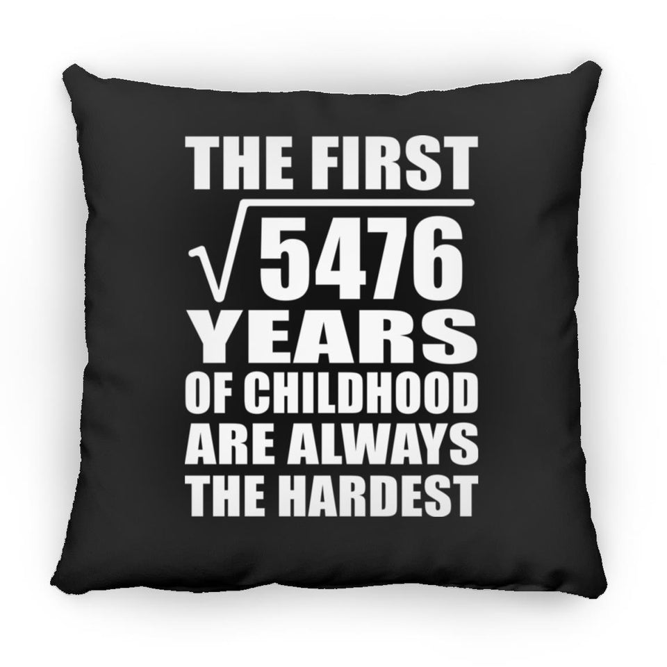 74th Birthday Square Root of 5476 Years of Childhood - Throw Pillow Black