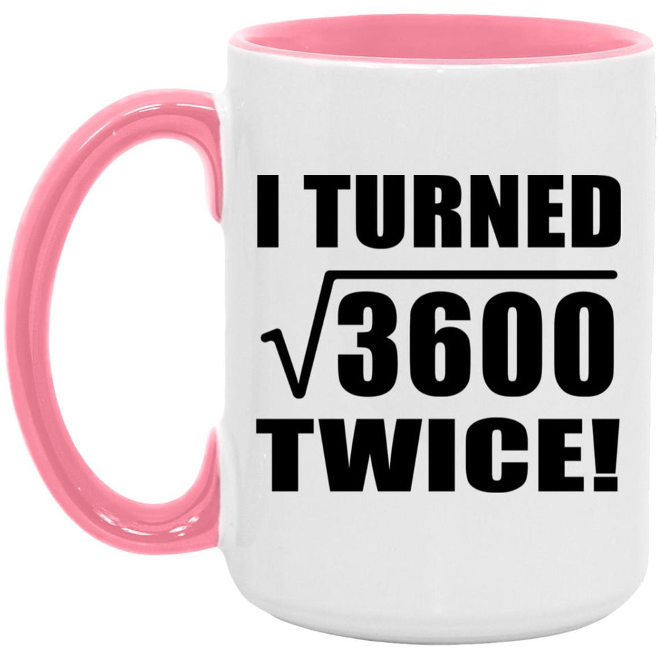 120th Birthday I Turned Square Root of 3600 Twice - 15oz Accent Mug Pink