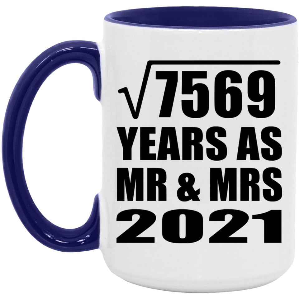 87th Anniversary Square Root of 7569 Years As Mr & Mrs 2021 - 15oz Accent Mug Purple