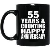 Happy 55th Anniversary 55 Years & Counting - 11 Oz Coffee Mug Black