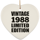 36th Birthday Vintage 1988 Limited Edition - Heart Ornament