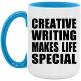 Creative Writing Makes Life Special - 15oz Accent Mug Blue