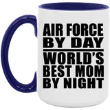 Air Force By Day World's Best Mom By Night - 15oz Accent Mug Purple