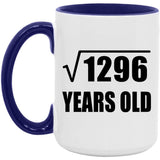 36th Birthday Square Root of 1296 Years Old - 15oz Accent Mug Purple